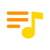 Ícone amarelo-laranja no áudio
